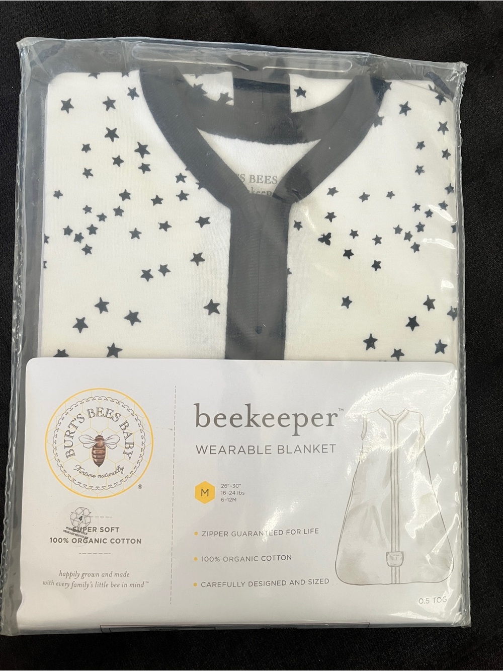 Burt's Bees Baby White and Star Beekeeper Wearable Blanket
